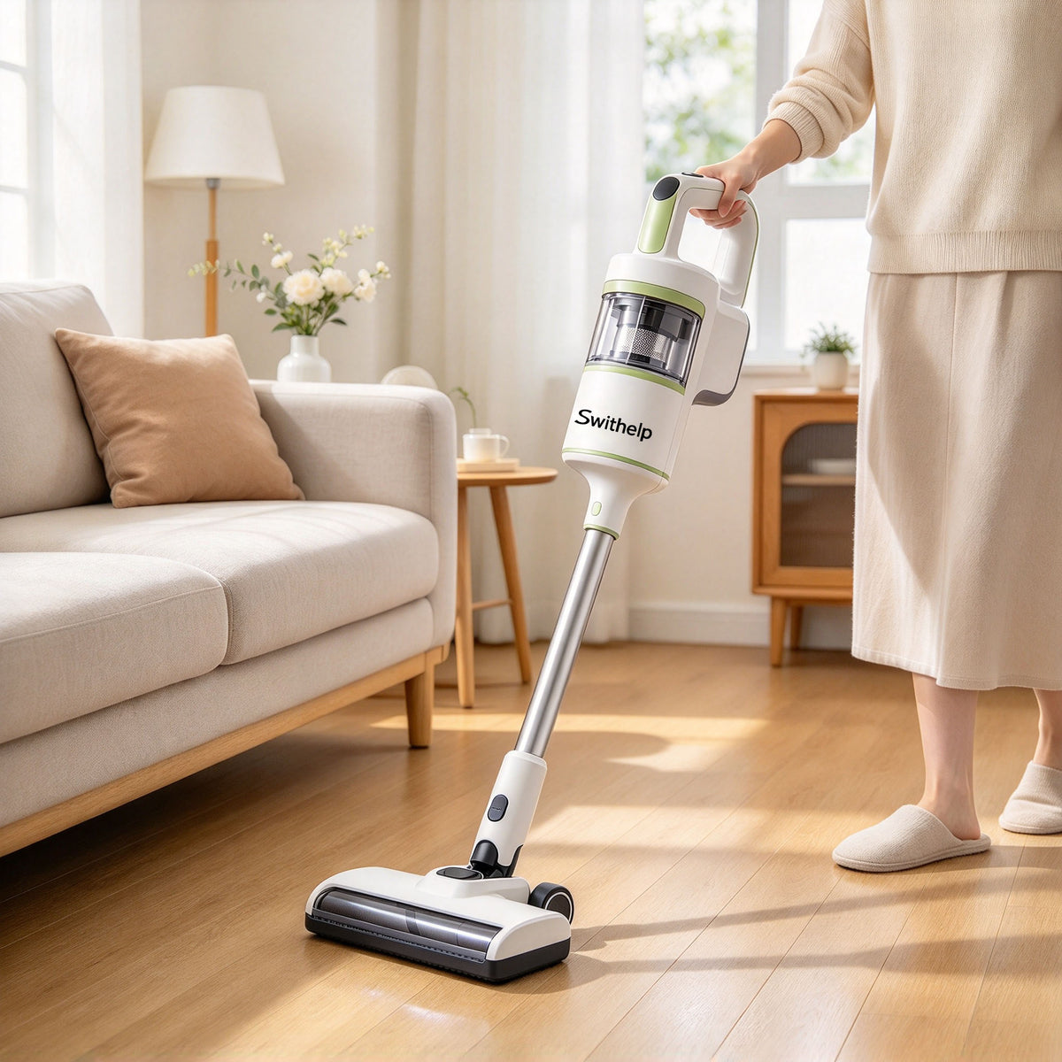 Swithelp Cordless Stick Vacuum Cleaner, Powerful Suction Handheld Vacuum, Rechargeable Vacuum for Hardwood Floor Carpet Pet Hair Home Cleaning