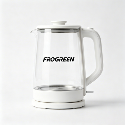 FROGREEN Glass Electric Tea Kettle, BPA Free Borosilicate Hot Water Boiler, Auto Shut Off & Boil Dry Protection Clear Electric Water Kettle for Home Office Dorm