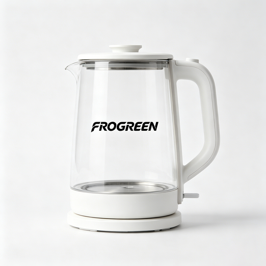 FROGREEN Glass Electric Tea Kettle, BPA Free Borosilicate Hot Water Boiler, Auto Shut Off & Boil Dry Protection Clear Electric Water Kettle for Home Office Dorm