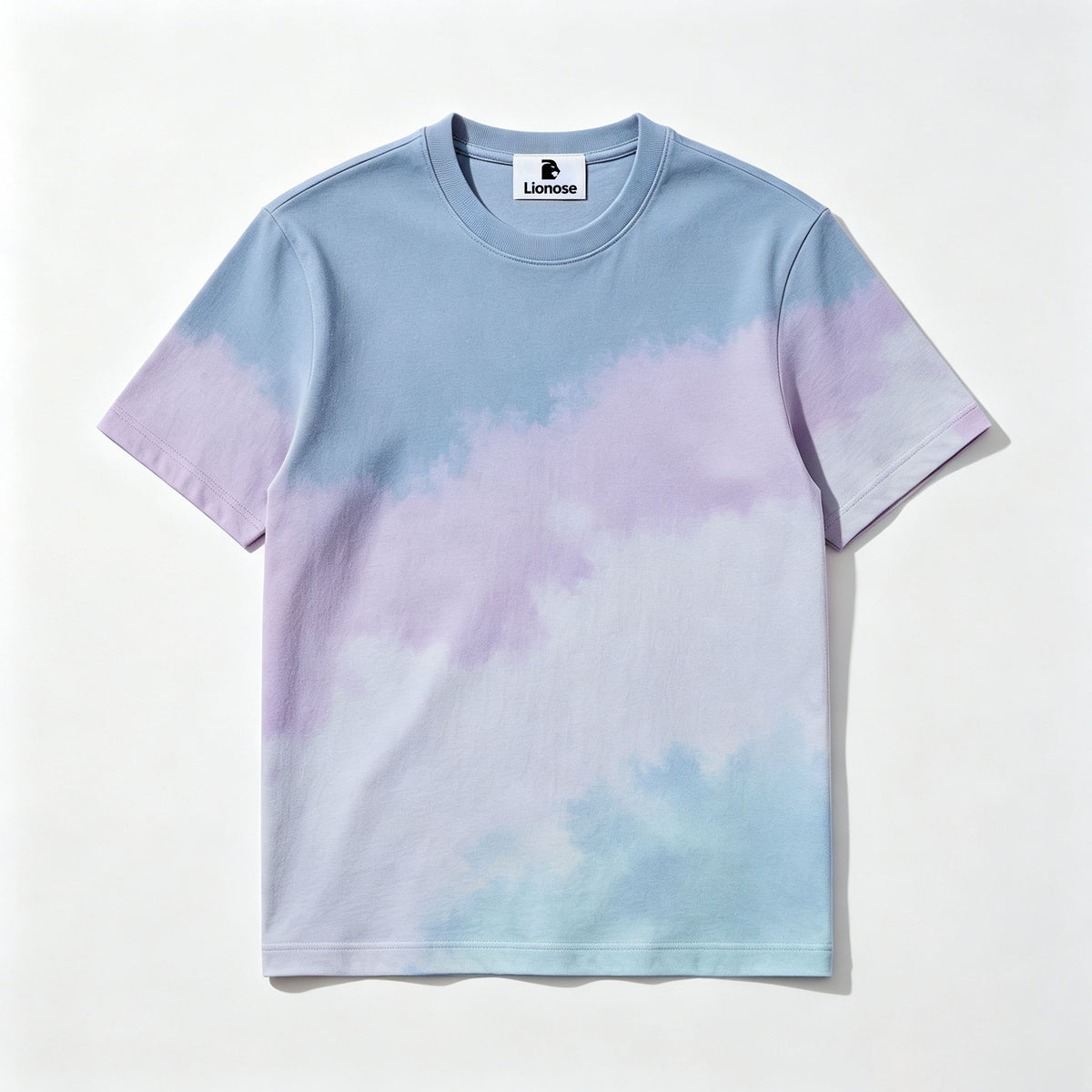 Lionose Tie Dye Short Sleeve T-Shirt, Soft Crew Neck Casual Tee, Pastel Cloud Print Loose Fit Summer Top for Men Women Daily Wear