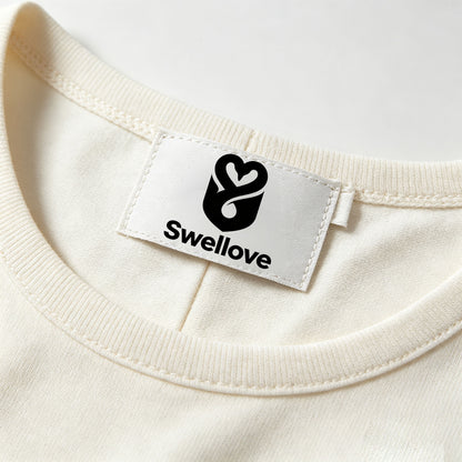Swellove Elegant Short Sleeve Mini Dress, Crew Neck Waist‑Defined A‑Line Dress for Daily & Office
