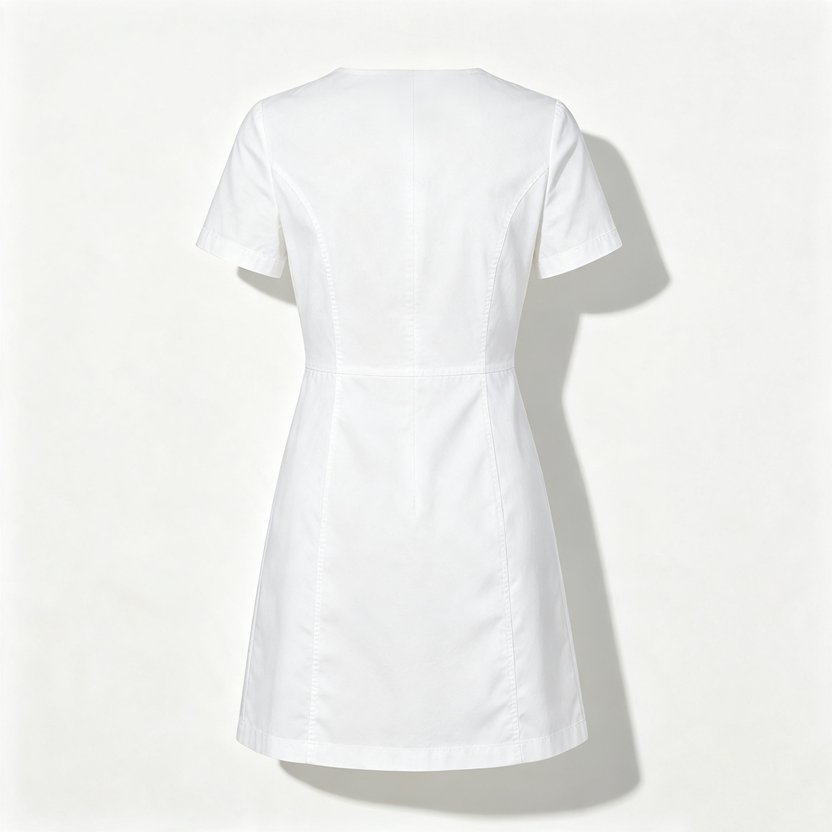 Skymull Short Sleeve White Dress for Women, Casual A‑Line Solid Mini Work Dress