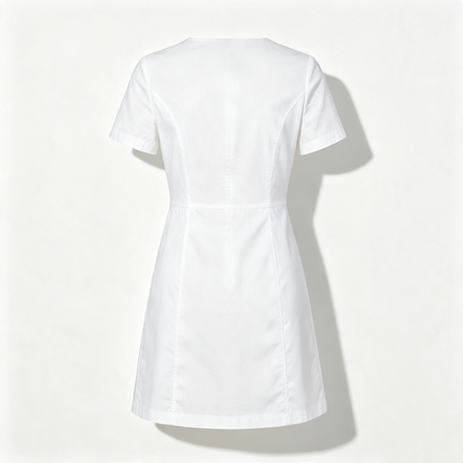 Skymull Short Sleeve White Dress for Women, Casual A‑Line Solid Mini Work Dress