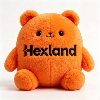 Hexland Round Orange Fluffy Bear Stuffed Animal, Soft Squishy Plush Bear Toy, Cute Huggable Companion Pillow for Kids & Adults, Home Decor & Gift