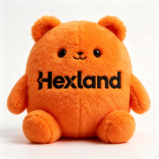 Hexland Round Orange Fluffy Bear Stuffed Animal, Soft Squishy Plush Bear Toy, Cute Huggable Companion Pillow for Kids & Adults, Home Decor & Gift