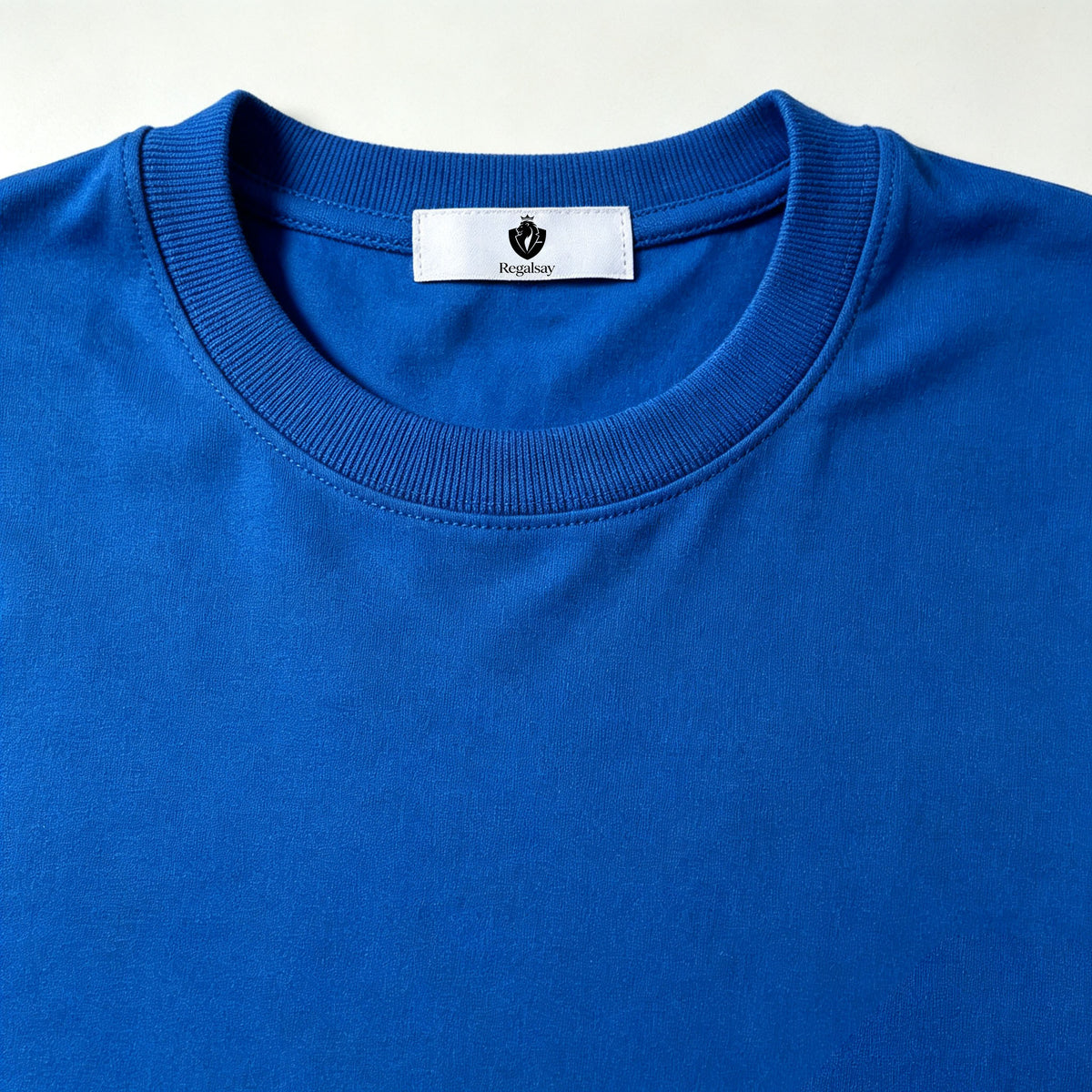 Regalsay Vibrant Royal‑Blue Relaxed‑Fit Basic Short Sleeve T‑Shirt