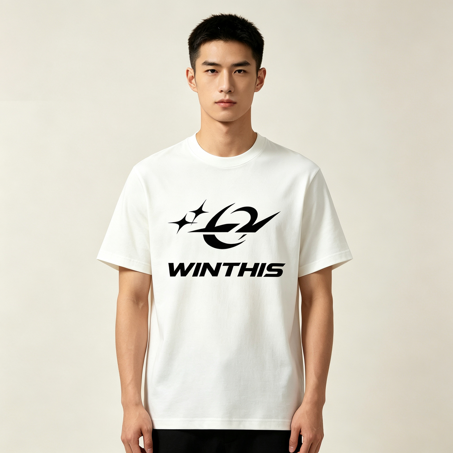 WINTHIS Minimal Star Graphic Short Sleeve Tee, Loose Fit Soft Breathable Casual Daily Streetwear Top