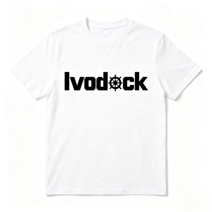 Ivodock Men’s Crew Neck Cotton Short Sleeve T-Shirt, Classic Ship Wheel Logo Graphic Tee, Loose Fit Casual Basic T Shirts for Daily Outdoor Sports