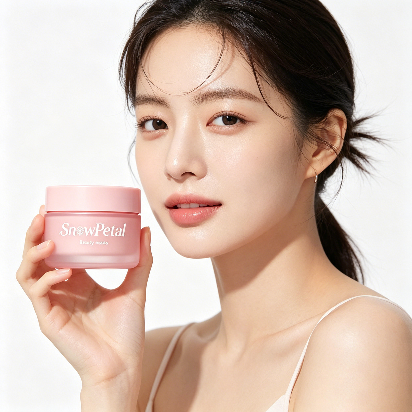 SnowPetal Hydrating Glow Beauty Mask, Deep Moisturizing Brightening Facial Mask for Dry Dull Skin, Soft Cream Wash-off Face Mask for All Skin Types