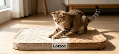 Lotzoo Cat Scratching Pad, Natural Sisal Cat Scratcher Mat, Dual Color Flat Cat Scratch Pad, Durable Floor Cat Scratcher Rug for Indoor Cats, Protect Furniture & Sofa