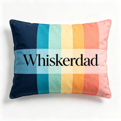 Whiskerdad Retro Rainbow Striped Decorative Throw Pillow, Soft Fabric Square Accent Pillow for Sofa Couch Bedroom Living Room, Vacuum Compressed Shipment Cushion