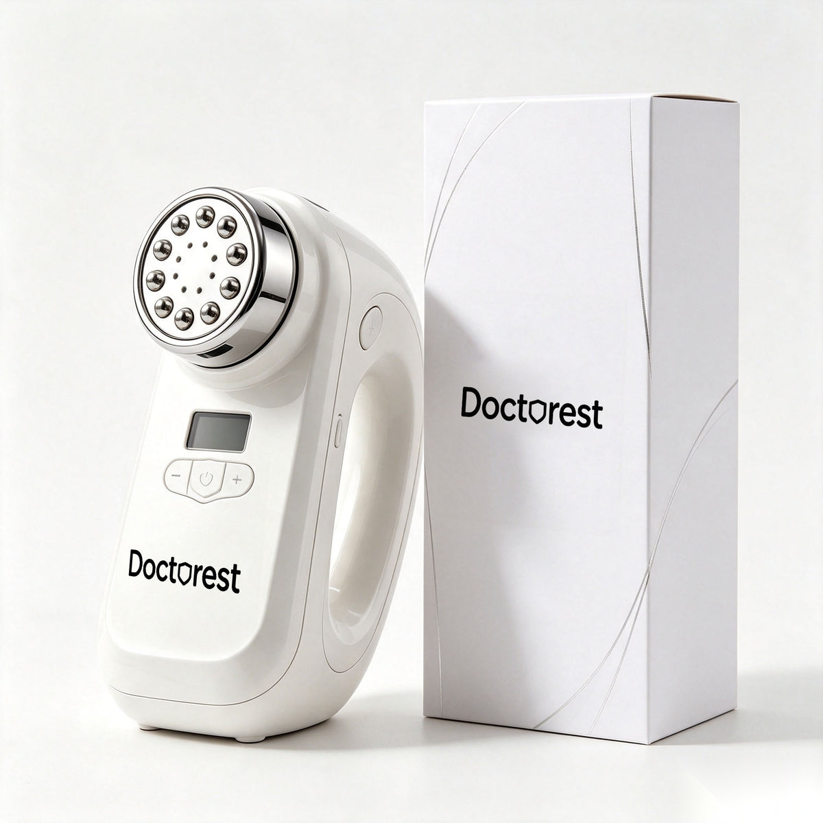 Doctorest Handheld Electric Body Massager with Digital Display, Adjustable Multi-Speed Portable Massage Device with Metal Roller Balls for Back, Neck, Shoulder & Muscle Relief