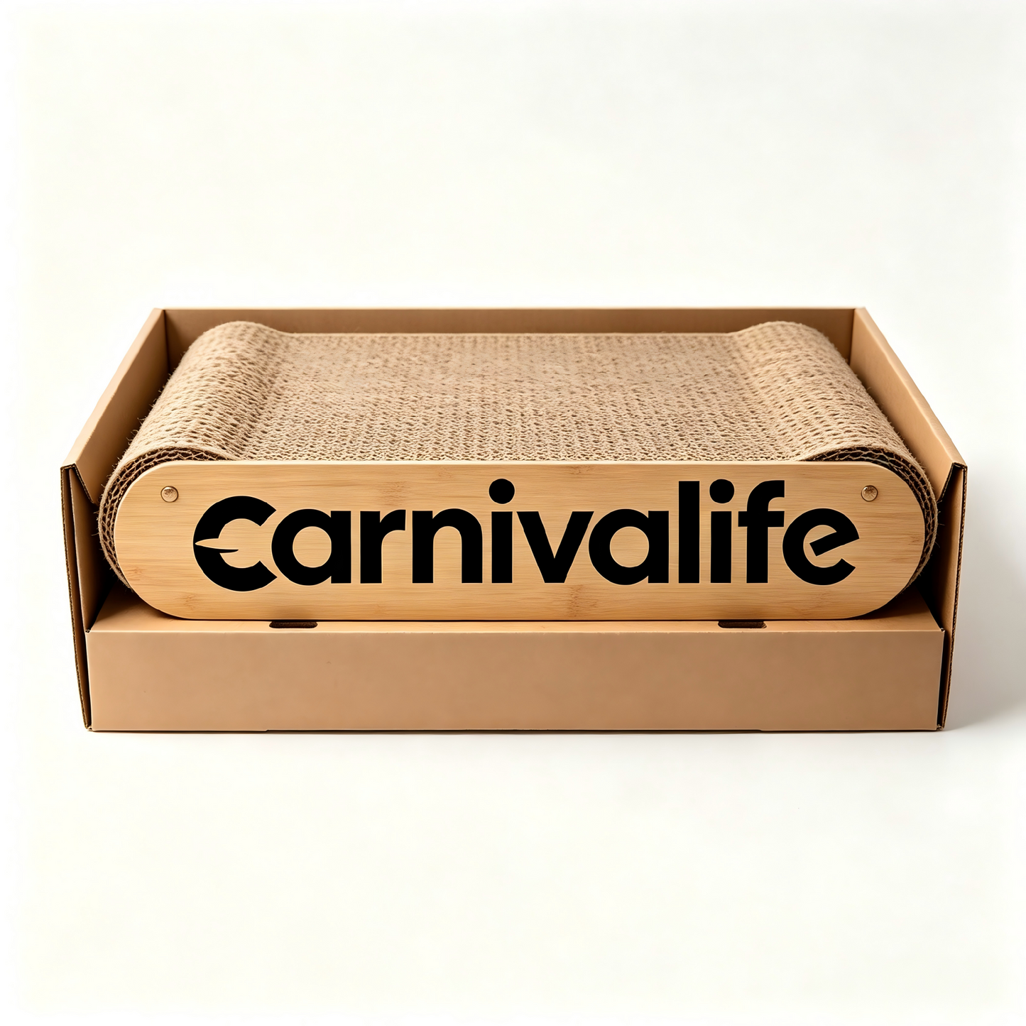 Carnivalife Cat Scratching Pad, Durable Corrugated Cardboard Cat Scratcher with Bamboo Frame, 2-in-1 Scratcher & Lounge Bed for Indoor Cats, Protect Furniture & Satisfy Natural Scratching Instincts