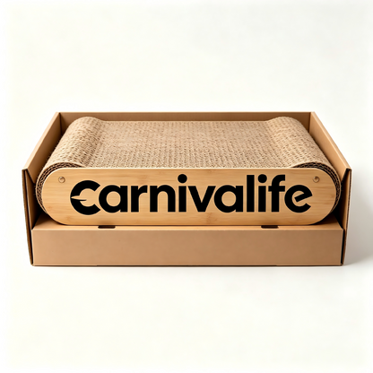 Carnivalife Cat Scratching Pad, Durable Corrugated Cardboard Cat Scratcher with Bamboo Frame, 2-in-1 Scratcher & Lounge Bed for Indoor Cats, Protect Furniture & Satisfy Natural Scratching Instincts