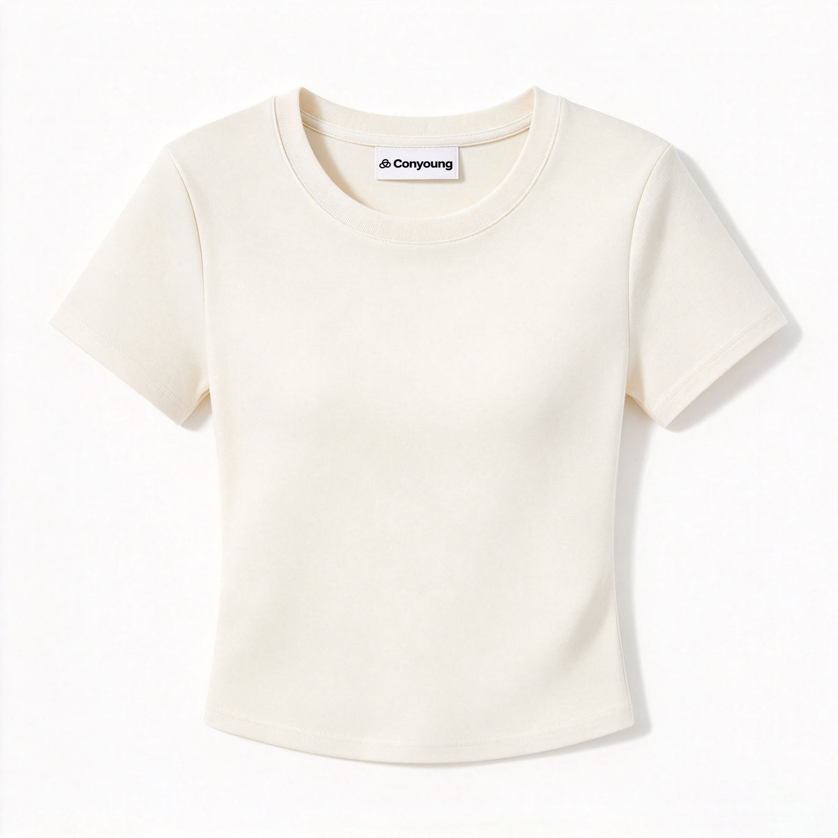 Conyoung Womens Crew Neck Short Sleeve T-Shirt, Slim Fit Cropped Basic Tee, Soft Stretchy Casual T-Shirts for Women Daily Wear