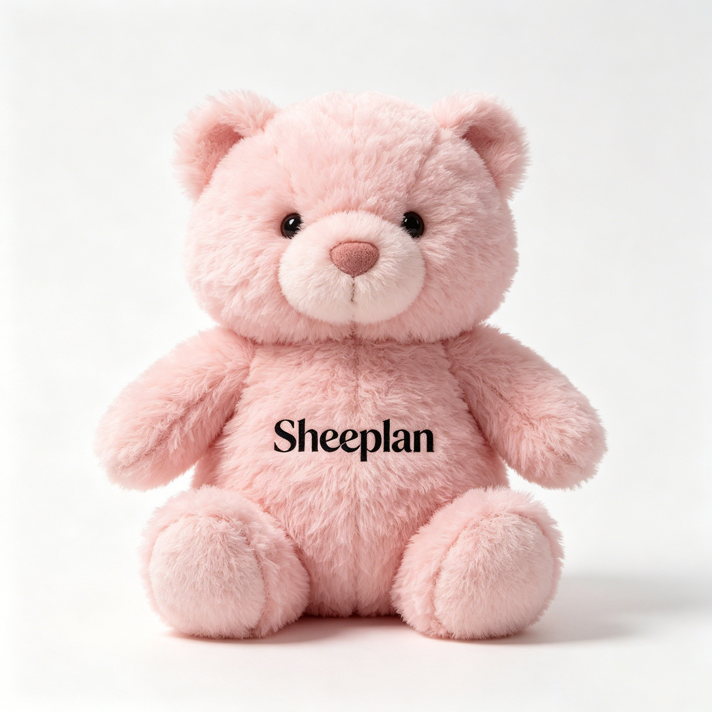 Sheeplan Pink Teddy Bear Stuffed Animal Plush Toy, Soft Fluffy Huggable Bear Plushie, Cute Sitting Bear Stuffed Doll for Kids Birthday Gift Bedroom Decor