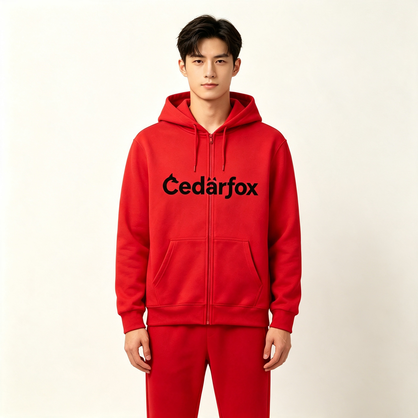 Cedarfox Men’s 2 Piece Tracksuit Set, Full Zip Hoodie & Elastic Waist Jogger Pants, Soft Fleece Casual Athletic Sweatsuit, Oversized Warm Streetwear Outfit for Sports Gym Daily Wear