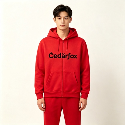 Cedarfox Men’s 2 Piece Tracksuit Set, Full Zip Hoodie & Elastic Waist Jogger Pants, Soft Fleece Casual Athletic Sweatsuit, Oversized Warm Streetwear Outfit for Sports Gym Daily Wear