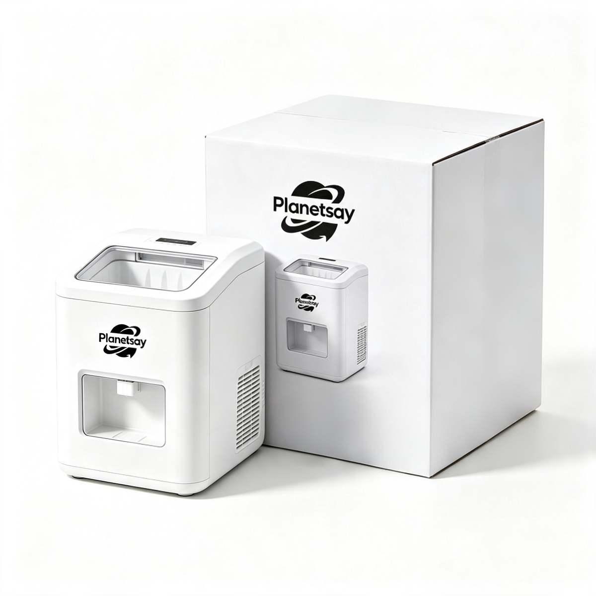 Planetsay Countertop Ice Maker Machine, Portable Automatic Ice Cube Maker with Ice‑Water Dispenser, Self‑Cleaning Household Ice Machine for Home, Kitchen, Bar & Party