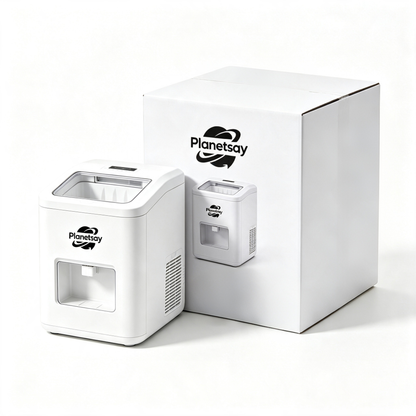 Planetsay Countertop Ice Maker Machine, Portable Automatic Ice Cube Maker with Ice‑Water Dispenser, Self‑Cleaning Household Ice Machine for Home, Kitchen, Bar & Party