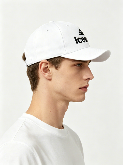 Iceship Classic Cotton Baseball Cap, Adjustable Curved Brim Dad Hat, Breathable Outdoor Sun Hat for Men Women, White
