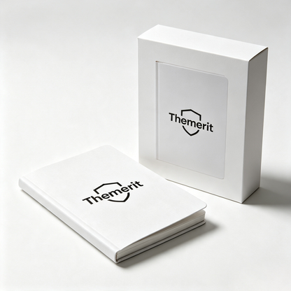 Themerit Hard Cover Lined Paper Notebook, Premium Thick No‑Bleed Writing Journal, Minimalist White Notebook