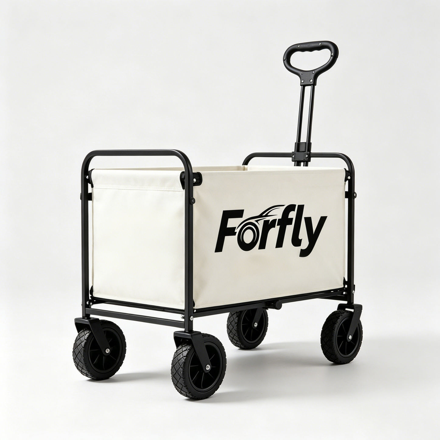 Forfly Collapsible Utility Wagon Cart - Heavy-Duty Folding Camping Cart with All-Terrain Wheels, Adjustable Handle, Large Capacity for Groceries, Beach, Yard, Outdoor Activities