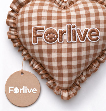 Forlive Heart Shape Throw Pillow, Brown Gingham Ruffled Decorative Cushion for Sofa Bed Farmhouse Home Decoration