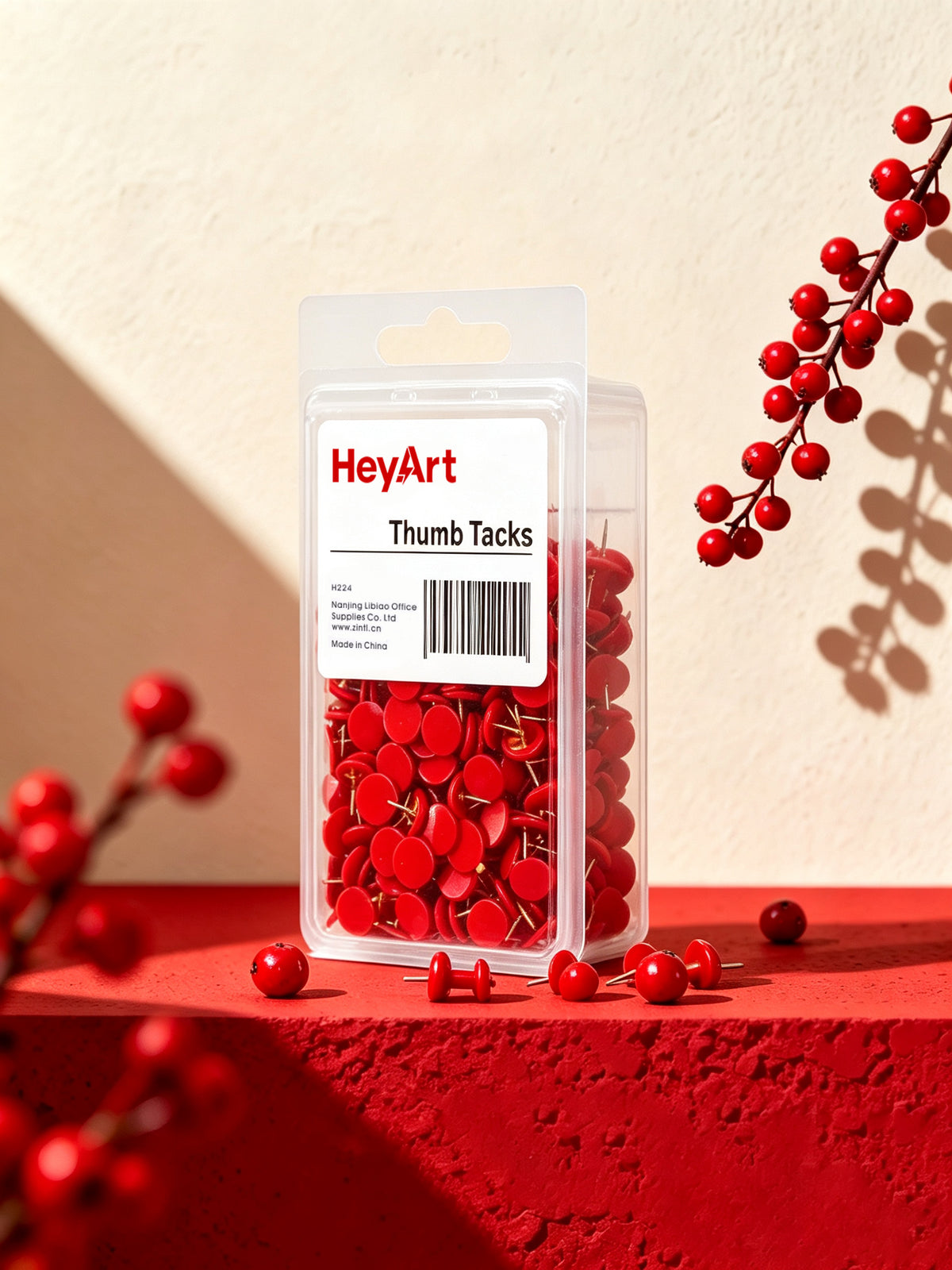 HeyArt Red Thumb Tacks, Metal Push Pins, Decorative Drawing Pins for Cork Board, Bulletin Board, Wall, Map, Office School & Home Use