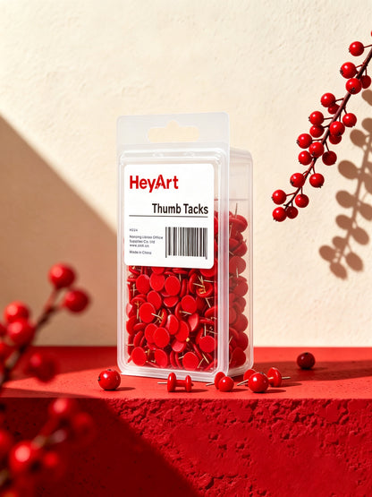 HeyArt Red Thumb Tacks, Metal Push Pins, Decorative Drawing Pins for Cork Board, Bulletin Board, Wall, Map, Office School & Home Use