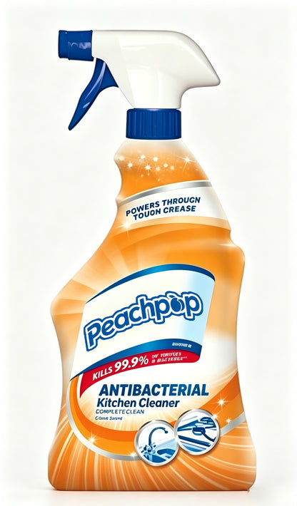 Peachpop Antibacterial Kitchen Cleaner Spray, All Purpose Heavy Duty Grease Remover, Multi-Surface Cleaning Spray for Stove, Countertop, Sink, Oven