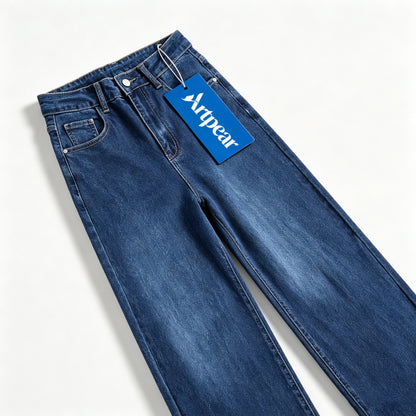 Artpear Women's High Waist Wide Leg Jeans, Classic Dark Blue Denim Pants, Casual Loose Straight Denim Trousers for Daily Work Dating