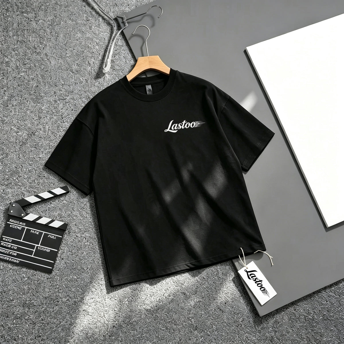 Lastoo Men's Classic Crew Neck Short‑Sleeve T‑Shirt, Casual Loose‑Fit Basic Tee Shirt, Soft Breathable Solid Black Summer Top for Daily Workout Outdoor