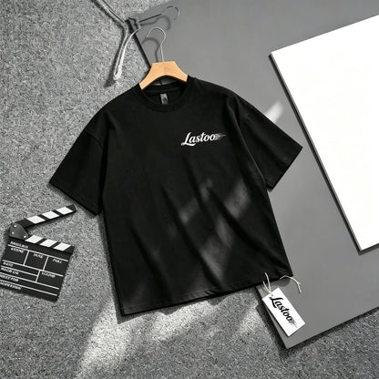 Lastoo Men's Classic Crew Neck Short‑Sleeve T‑Shirt, Casual Loose‑Fit Basic Tee Shirt, Soft Breathable Solid Black Summer Top for Daily Workout Outdoor