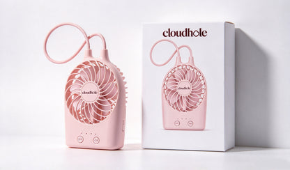 cloudhole Portable Mini Handheld Fan, USB Rechargeable Small Personal Fan with Lanyard, 3 Speed Adjustable Cute Pink Pocket Fan for Travel, Outdoor, Office