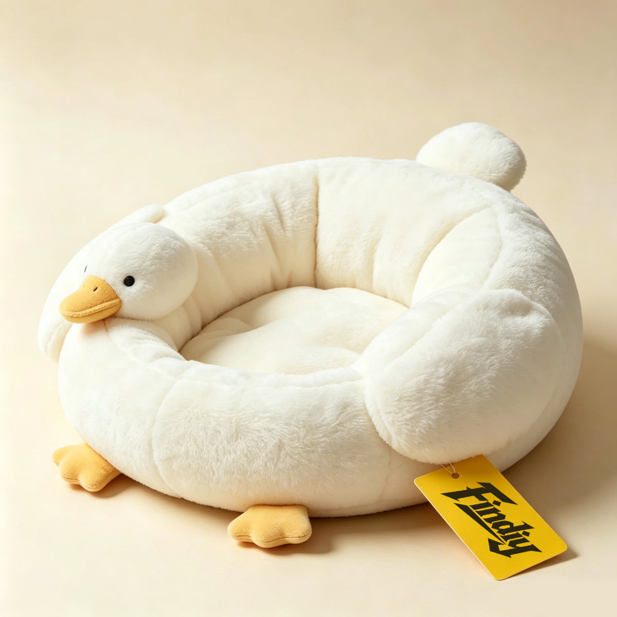 Findiy Cute Duck‑Shaped Dog Bed, Soft Plush Round Pet Bed, Warm Cozy Sleeping Sofa for Small Medium Dogs & Cats, Washable