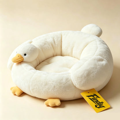 Findiy Cute Duck‑Shaped Dog Bed, Soft Plush Round Pet Bed, Warm Cozy Sleeping Sofa for Small Medium Dogs & Cats, Washable