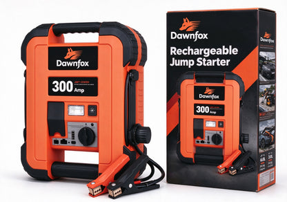 Dawnfox 300 Amp Rechargeable Car Jump Starter, Portable Heavy Duty Battery Booster Pack with LED Light, USB Charging Port for 12V Gas & Diesel Vehicles