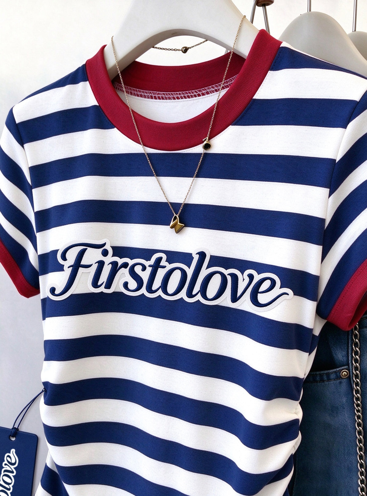 Firstolove Women's Striped Short Sleeve T-Shirt, Color Block Crew Neck Slim Fit Tee, Side Ruched Casual Summer Top