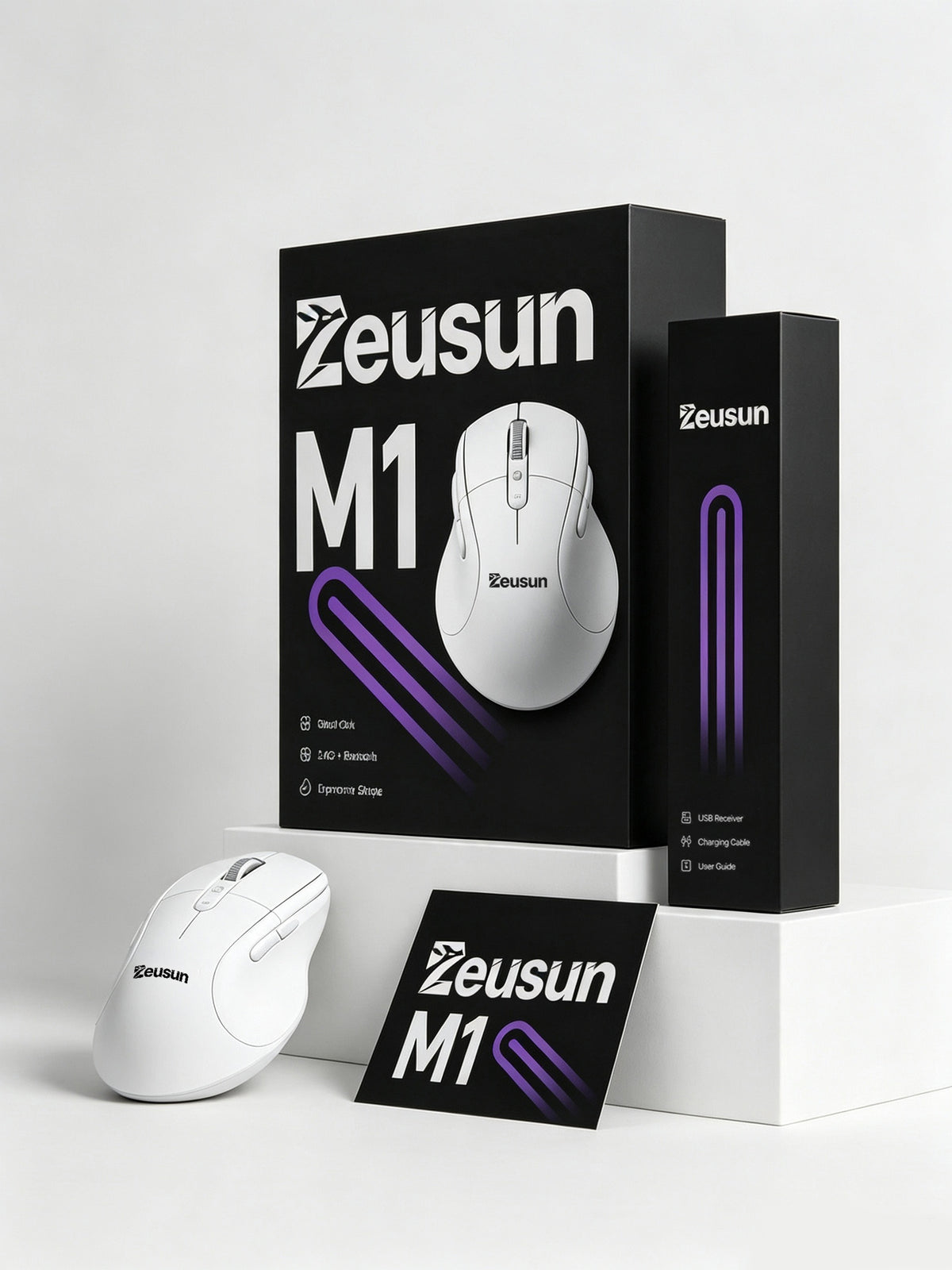 Zeusun M1 Wireless Mouse, Bluetooth & 2.4G Dual Mode Ergonomic Silent Click Rechargeable Computer Mouse, Portable Wireless Mice for Laptop, PC, Mac, Office