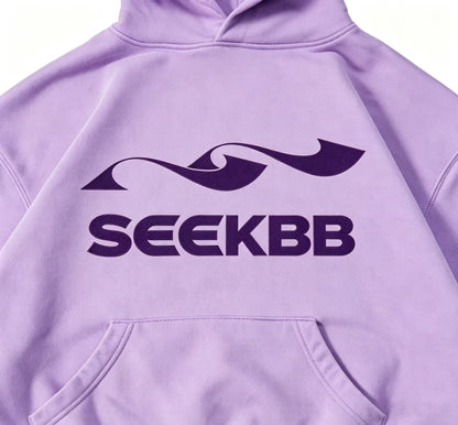 SEEKBB Light Purple Cropped Hoodie, Unisex Drop Shoulder Hooded Sweatshirt, Trendy Graphic Print Cropped Top