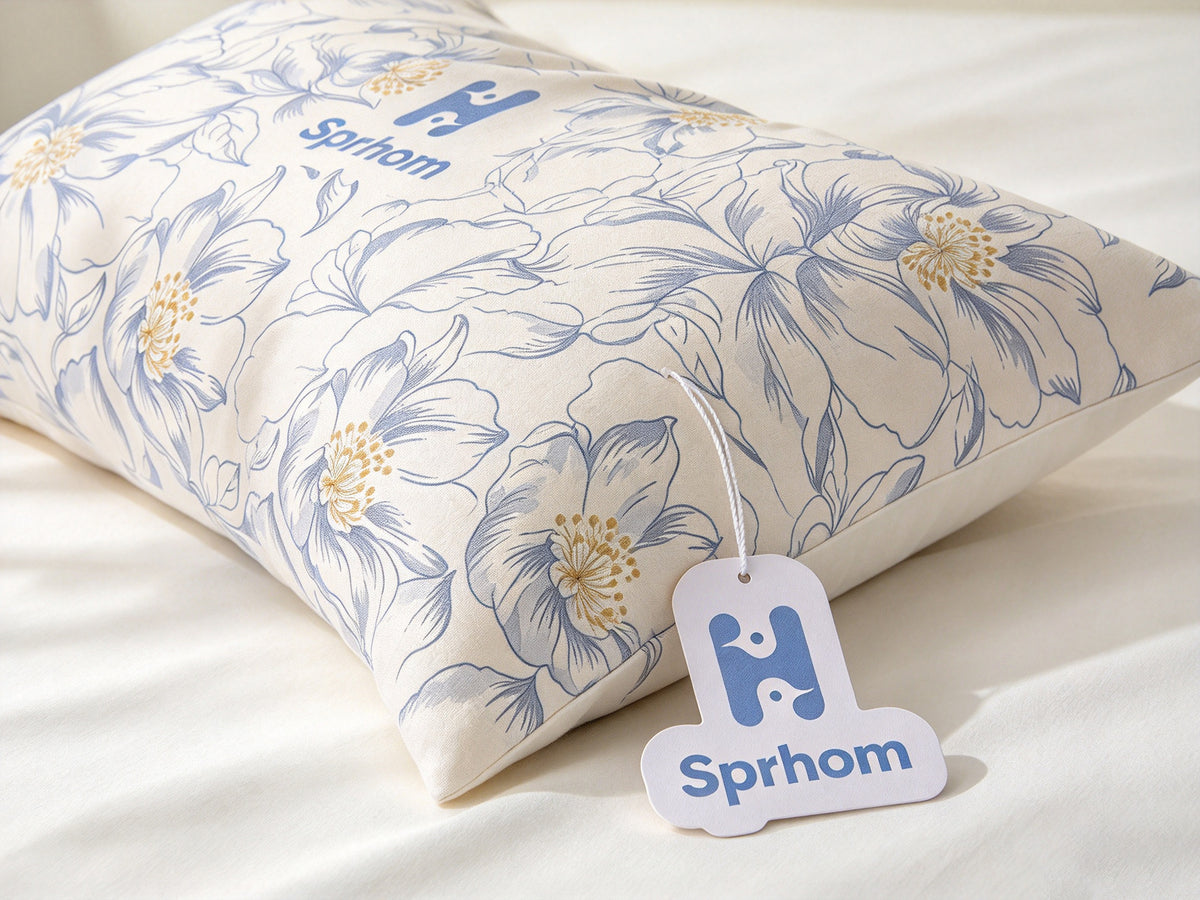 H Sprhom Floral Bed Pillow, Soft Breathable Rectangle Sleeping Pillow, Decorative Throw Pillow for Bedroom Sofa, Support Pillow for Side & Back Sleepers