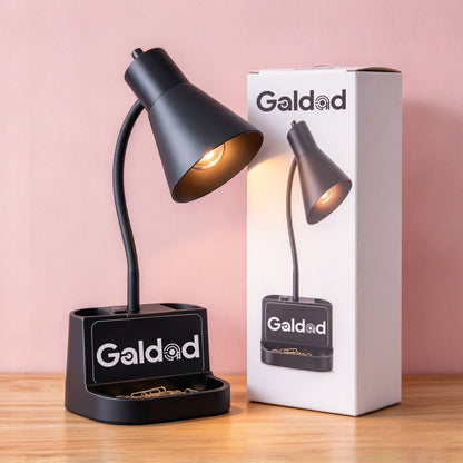 Galdad Electric Luminaries, Flexible Gooseneck Desk Lamp with Storage Base, Multi-Functional Organizer Table Lamp for Office, Bedroom, Study Reading