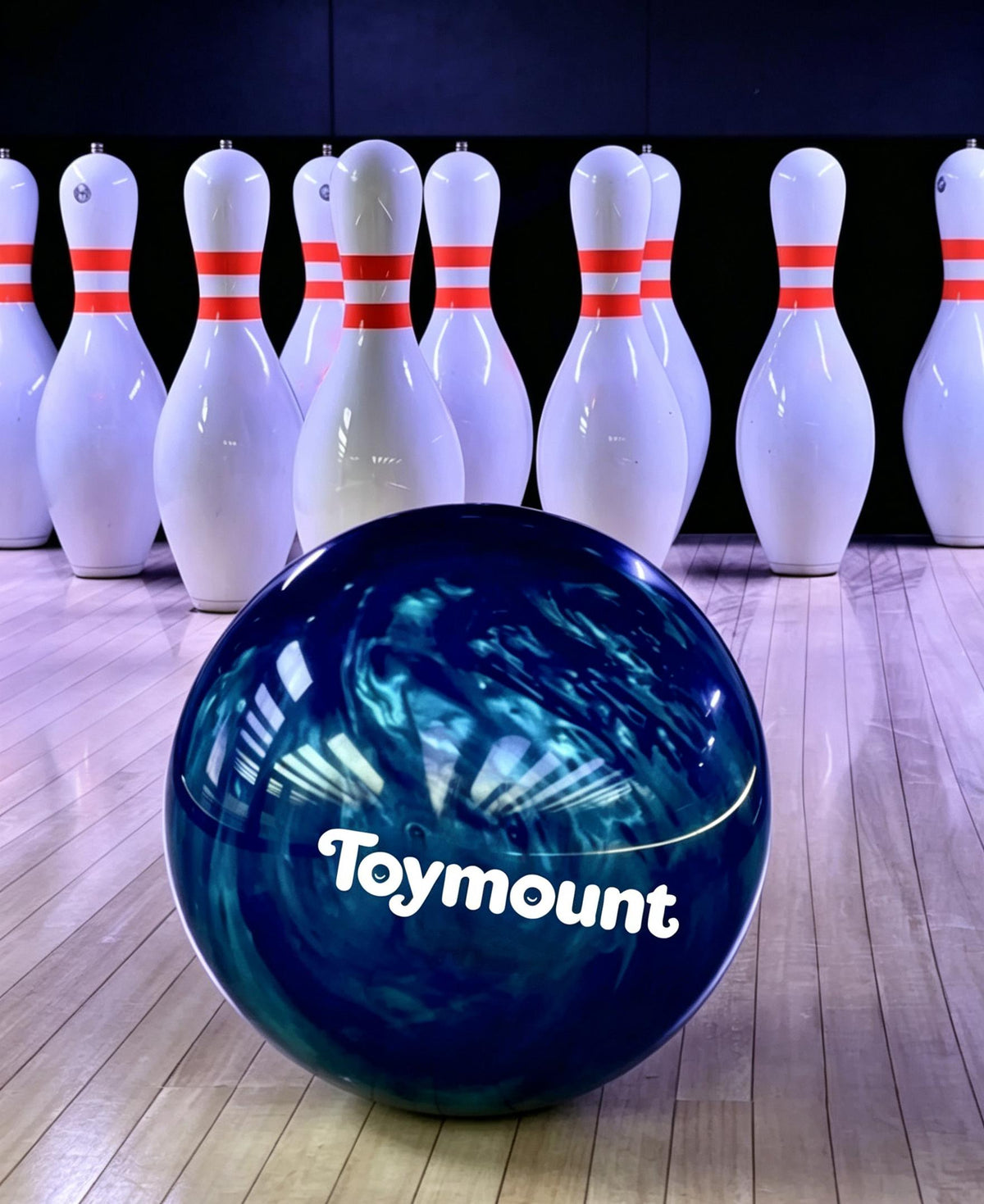 Toymount Bowling Ball, Swirl Deep Blue Recreational Bowling Ball for Beginner Players, Indoor Bowling Lane Sports Game