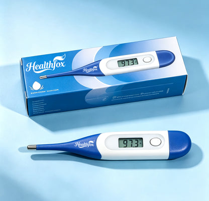 Healthfox Digital Thermometer, Soft Tip Oral Underarm Rectal Thermometer for Adults Kids Babies, Fast Reading Body Temperature Monitor with LCD Display