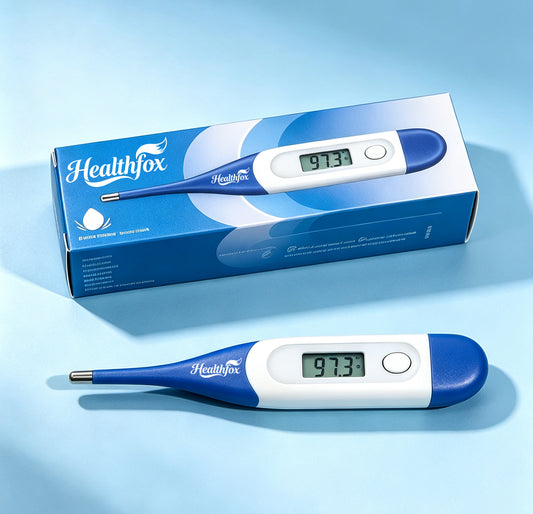Healthfox Digital Thermometer, Soft Tip Oral Underarm Rectal Thermometer for Adults Kids Babies, Fast Reading Body Temperature Monitor with LCD Display