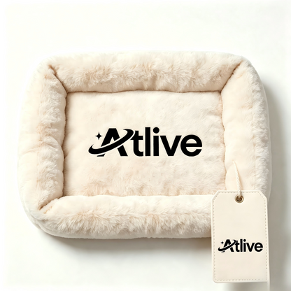 Atlive Fluffy Dog Bed, Soft Plush Rectangle Pet Cushion Bed, Anti-Slip Warm Pet Sleeping Mat, Washable Cozy Pet Nest for Small Medium Dogs & Indoor Cats
