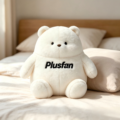 Plusfan Chubby White Bear Stuffed Animal Plush Toy, Soft Fluffy Round Bear Plush Pillow, Cute Huggable Plush Gift for Kids Adults Bedroom Decor