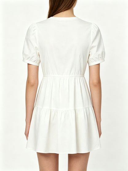 【Gengirl White Logo Mini Dress】—— Sweet & Casual Daily Outfit for Ladies