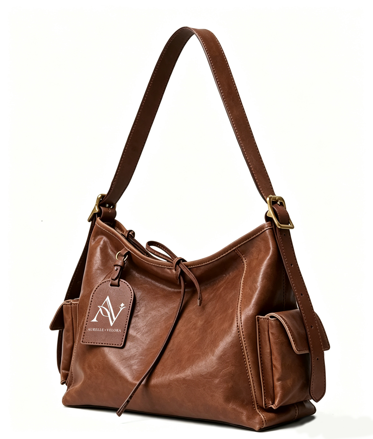 AURELLE VELORA Vintage Faux Leather Shoulder Bag for Women, Large Capacity Hobo Crossbody Bag, Casual Everyday Tote Handbag with Side Pockets